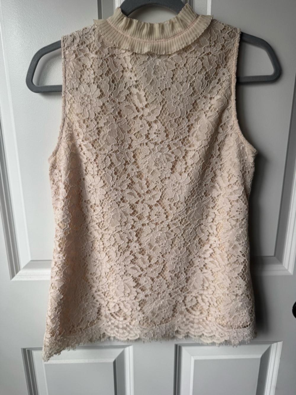 J. Crew Lace Ruffle Collar Sleeveless Camisole in Blush Cream | Size XS - Picture 2 of 4